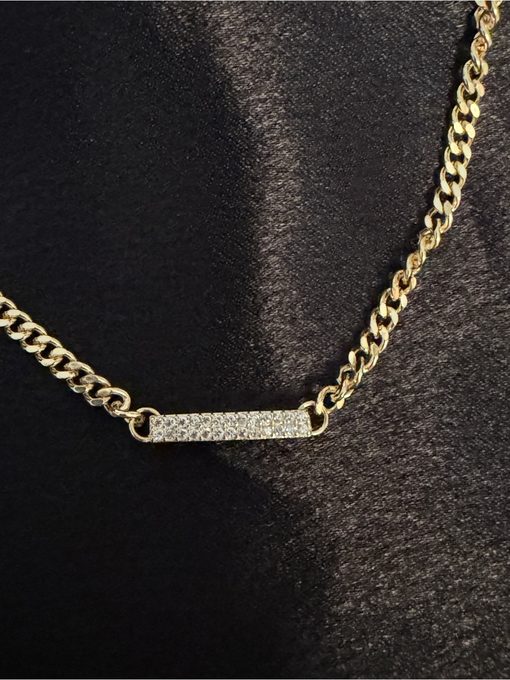 Gold-plated Pave Chunky Bar Chain Necklace - Women Jewelry - Picture 4 of 5